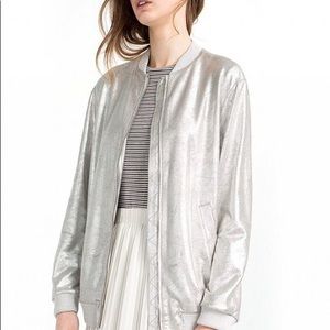 SET Zara trf collection silver ultra suede oversized bomber & pencil skirt